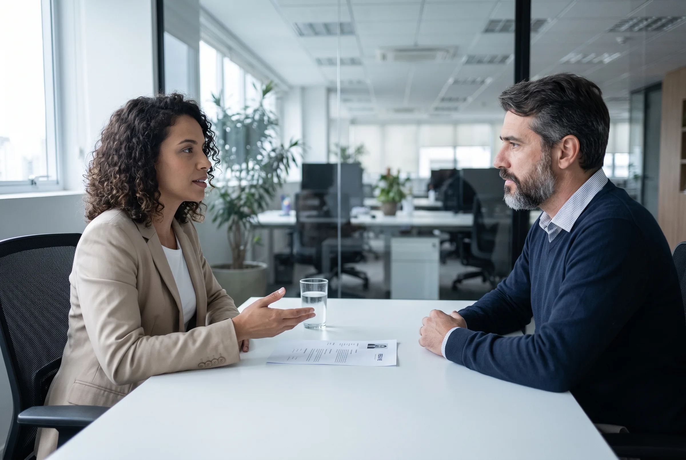 Candidata em entrevista com recrutador